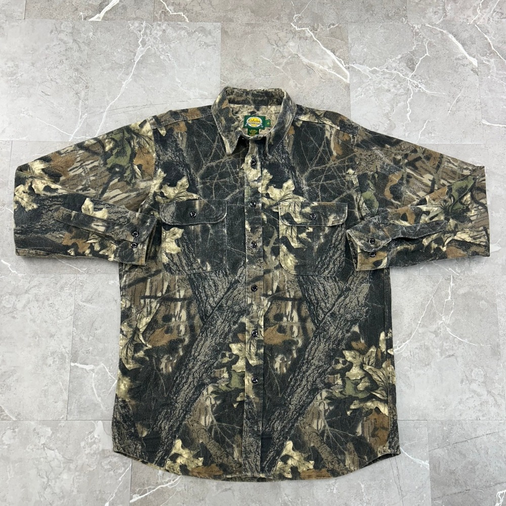 Vintage Cabelas Shirt Mens Large Tall LT Camo Camouflage Long Sleeve Hunting